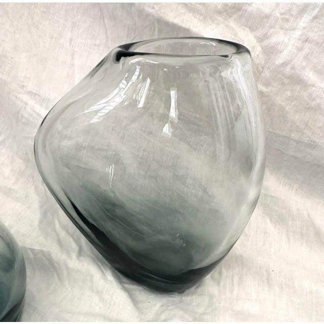 Pair of Per Lutken Holmegaaurd Smoked Teal Vases For Sale - Image 9 of 10