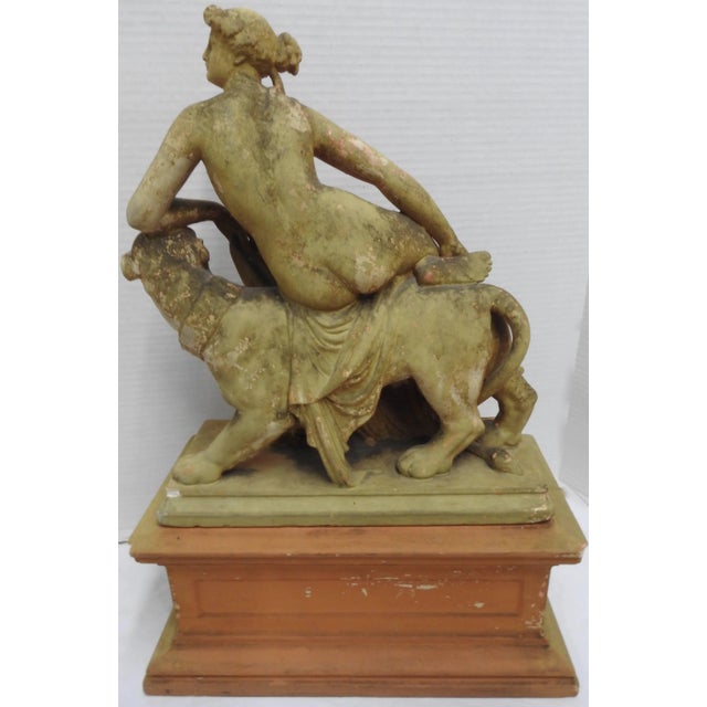1900 - 1909 19th Century Ariadne and the Panther Terracotta Statue With Plinthe For Sale - Image 5 of 11