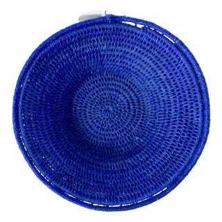 Blue Sisal Handwoven Basket For Sale