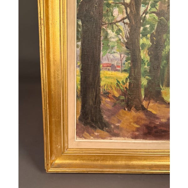 Antique Impressionist Country Path Landscape Oil Painting, Signed M. Pell, Circa 1920 For Sale - Image 4 of 11