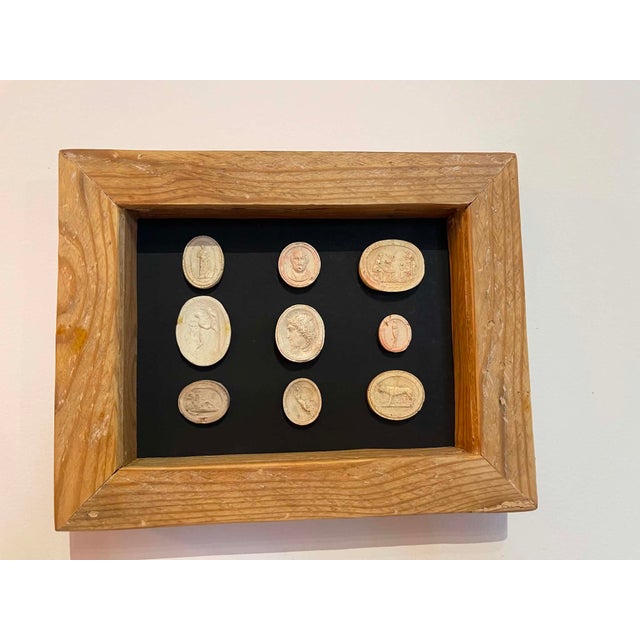 Italian Plaster Intaglios in Reclaimed 1880s Pine Frame For Sale - Image 4 of 10