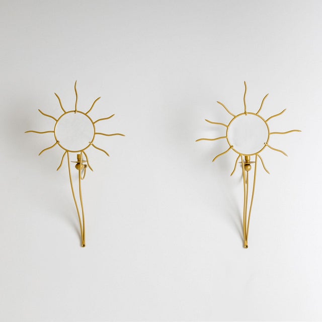 Postmodern Pair of André Dubreuil (*1951) ‘Soleil’ Wall Appliqués, France, Designed in 1987 For Sale - Image 3 of 12