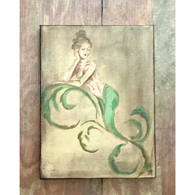 Early 21st Century Vintage Oil Painting of Mermaid on Canvas For Sale - Image 5 of 12