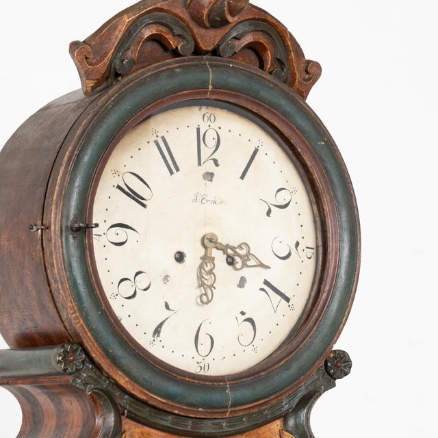 19th Century Hand Painted Swedish Mora Grandfather Clock For Sale - Image 13 of 14