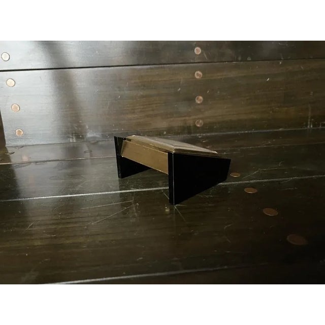 Mid-Century Modernist Black and Gold Table Clock, 1960s For Sale - Image 9 of 13