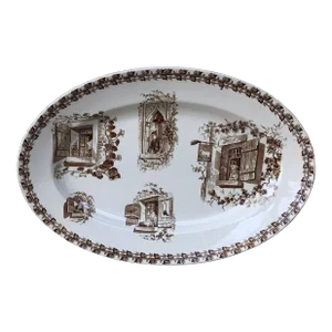 Circa 1890 French Faience Oval Platter Model Beranger Sarreguemines