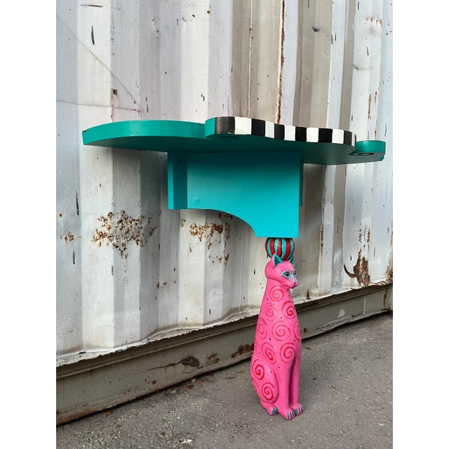 Early 21st Century Vintage Whimsical Handcrafted Console / Entry Table With Cat Pedestal. For Sale - Image 5 of 16