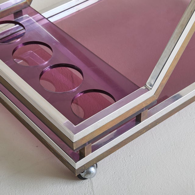 French Amethyst Plexiglass Bar Cart, 1970s For Sale - Image 4 of 10