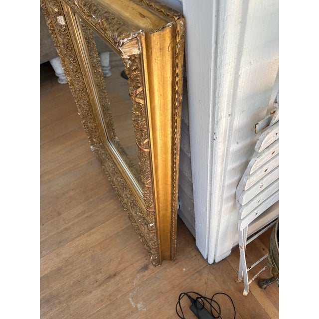 19th C Victorian Carved Frame Gilt Square Wall Mirror For Sale - Image 11 of 12