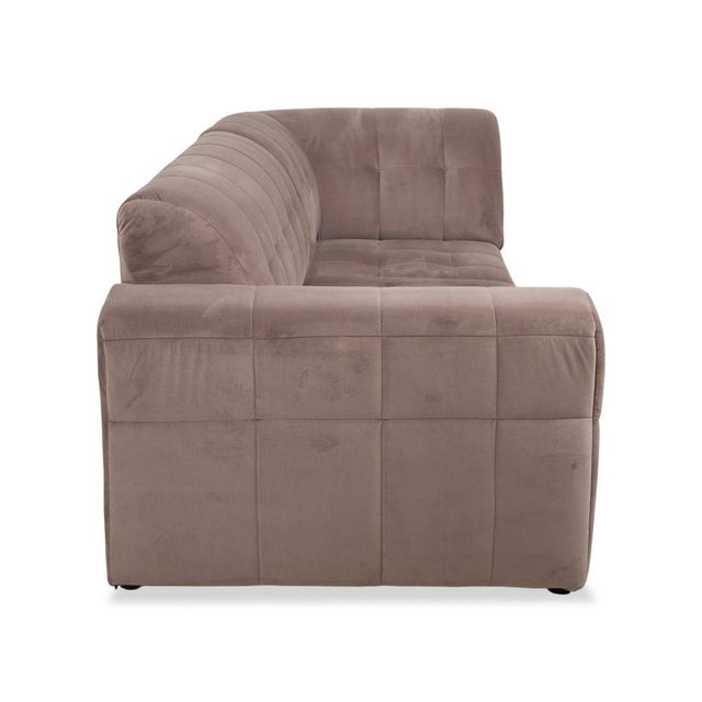 Beige Bloom Velvet Fabric Three-Seater Light Grey Beige Taupe Sofa by Iconx Studios For Sale - Image 8 of 11