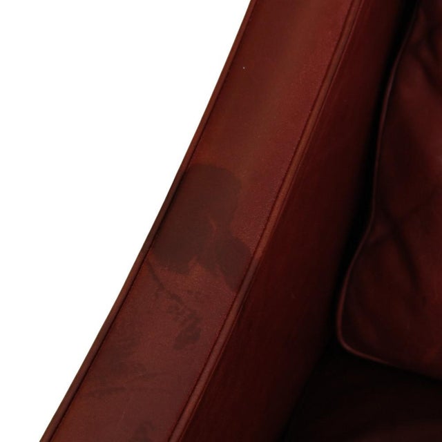 Animal Skin Model 2207 Lounge Chair in Indian Red Anilin Leather by Børge Mogensen, 1990s For Sale - Image 7 of 16