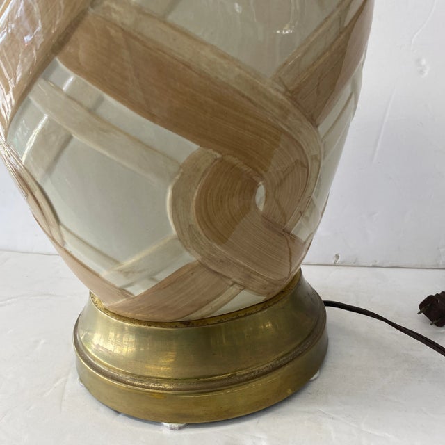 Frederick Cooper Large 1970s Frederick Cooper Ceramic Lamp With Brass For Sale - Image 4 of 8