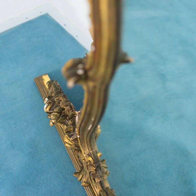 Vintage Golden Wood Mirror with Inlays, 1950s For Sale - Image 4 of 10