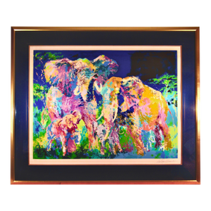 Le Roy Neiman "Elephant Family" Large Original Serigraph. 1983 Original Print