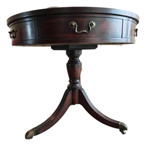 Luxury Baker Furniture Regency Mahogany Drum Table With Brass Casters