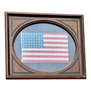 1930s 48 Star American Flag Gauze in 1880s Frame