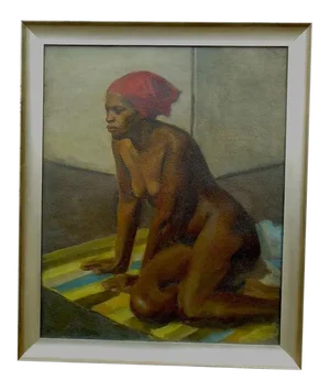 Original Signed Vintage Mid Century Oil On Canvas By Listed American Artist Virginia Goldberg