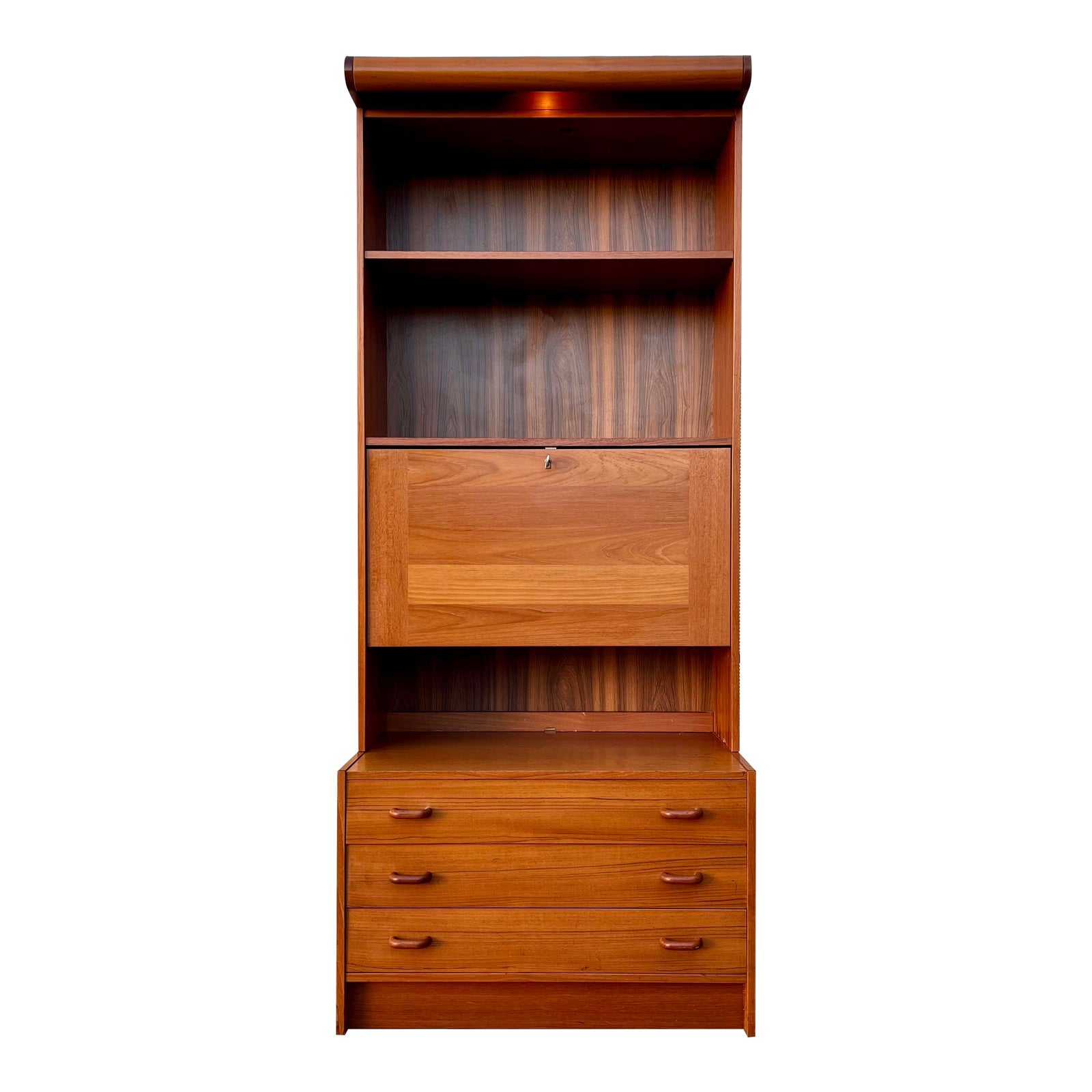 Vintage Danish Mid Century Modern Secretary Drop Down Desk by