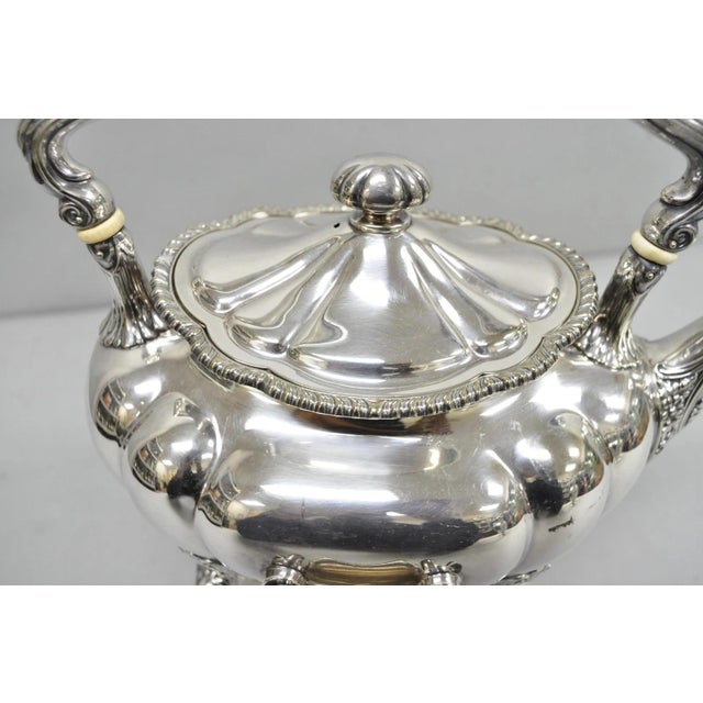 Antique Victorian Silver Plated Gorham 01180 Tilting Teapot Coffee Pot on Stand For Sale - Image 10 of 18