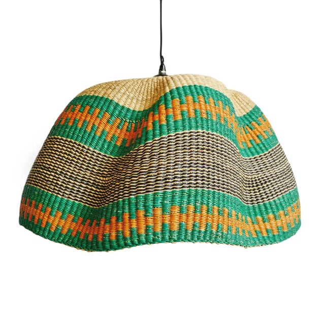 Textile Contemporary Bolga Wave Basket Pendant Light For Sale - Image 7 of 7