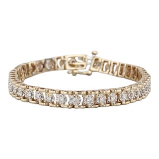 1.75ctw Diamond Tennis Bracelet 14k Yellow Gold 7.5" 6mm For Sale