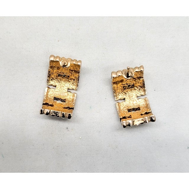 Vintage 1980s Signed Panetta Goldtone & Clear Rhinestone Half Hoop Pierced Earrings-2 Pieces For Sale - Image 4 of 6