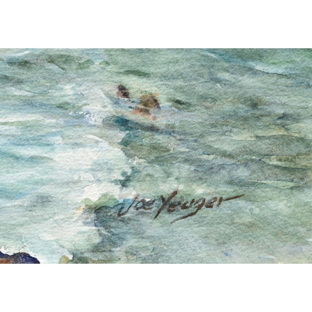 American Joseph Yeager Waves Crashing on the Rocks Landscape Circa 1970 For Sale - Image 3 of 6