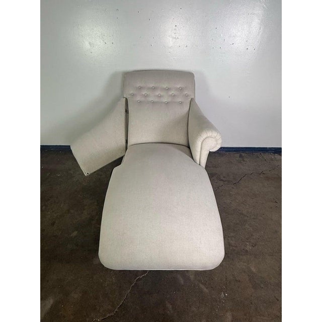 Victorian Style Adjustable Sherz Lounge Chair, Wood & Linen, France For Sale - Image 14 of 14