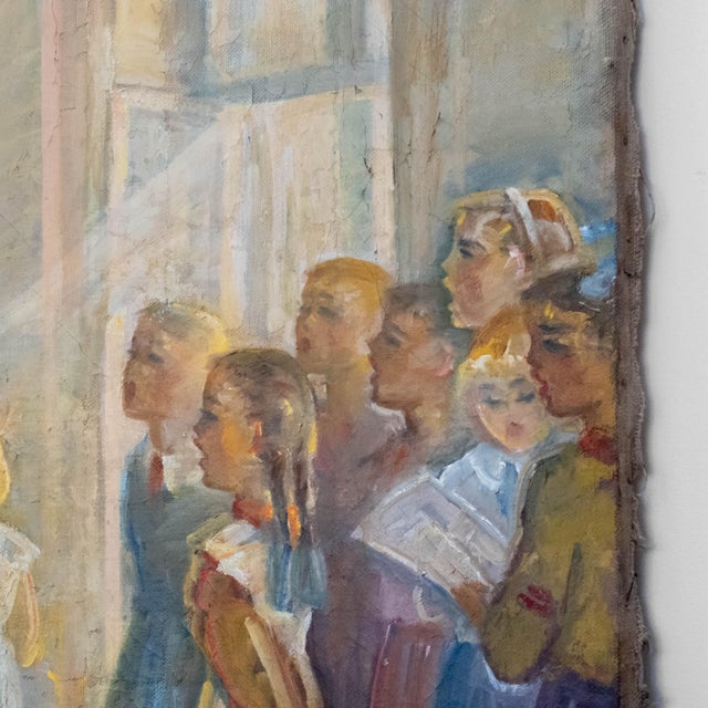Mid-20th Century Original Untitled Oil on Canvas of a Choir Scene, by Artist Boris Anatolievich Sholokhov (Signed) For Sale - Image 11 of 12