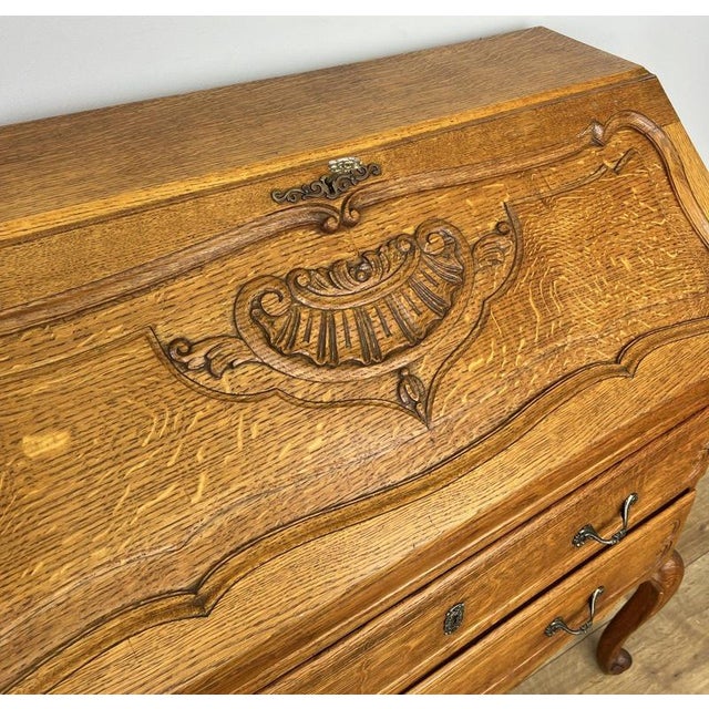 Vintage French Louis Oak Secretaire For Sale - Image 9 of 16