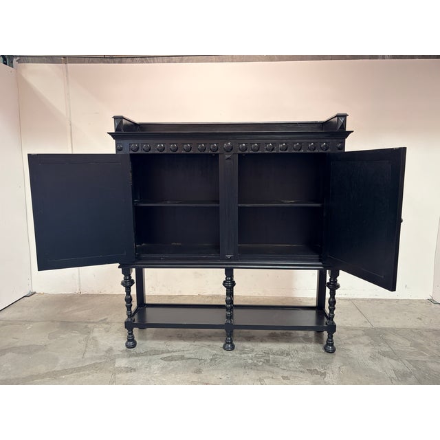Baroque Noir Black Lacquer Portuguese Cabinet For Sale - Image 3 of 3