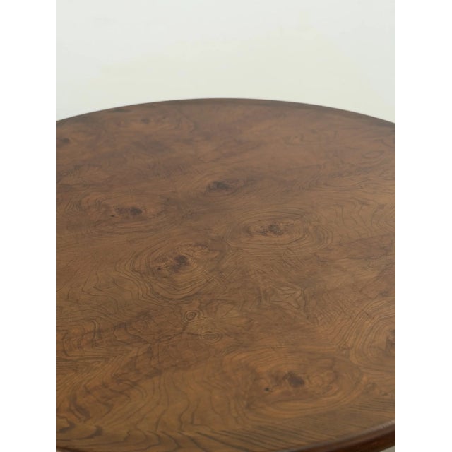 Brown Burl & Oak Pedestal Column Table For Sale - Image 8 of 11