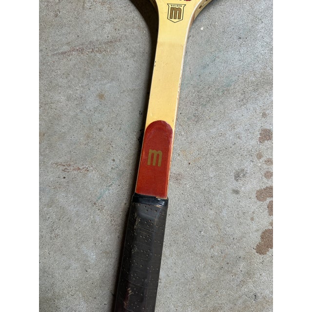 Vintage Collection of Miscellaneous Tennis Rackets With Guard and Hand Knit Cover For Sale - Image 10 of 12