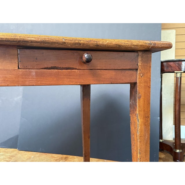 19th Century French Farm Table of Cherry With Two Drawers For Sale - Image 5 of 9