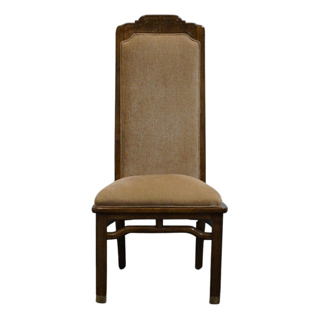 Bernhardt Furniture Solid Walnut Asian Chinoiserie Style Dining Side Chair For Sale