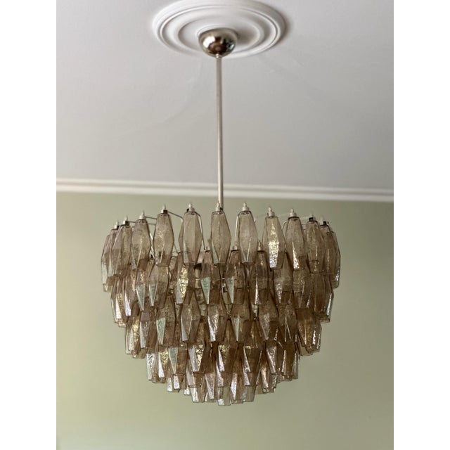 Sand-Colored Murano Glass Poliedri Chandelier in the style of Scarpa For Sale - Image 13 of 13