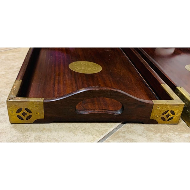 Vintage Mahogany & Brass Nesting Trays (Set of 3) For Sale - Image 9 of 9