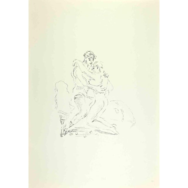 Lovers is an artwork realized by Filippo De Pisis (1896, Ferrara - 1956, Milano) in the 1960s. Black and white lithograph....