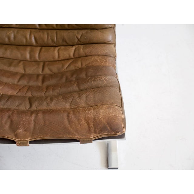 Set of Brown Leather and Steel Ari Lounge Chairs by Arne Norell for Arne Norell Ab, 1960s For Sale - Image 6 of 16