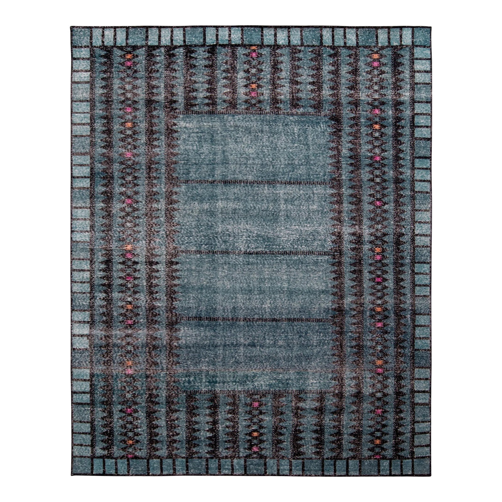 Rug & Kilim’s Oversized Delta Rug in Dark Blue, 12x14 | Chairish