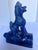 • Vintage Chinese Cobalt Blue Glazed Figural Architectural Roof Tile Guardian Beast - 8" For Sale - Image 4 of 10