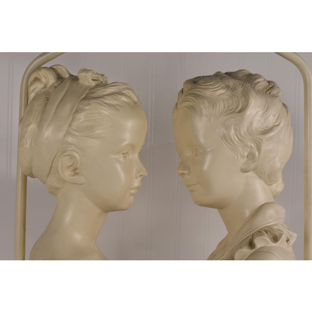 Vintage Cast Plaster Busts Louise & Alexandre Brongniart Lamps Reproductions - a Pair For Sale - Image 11 of 12