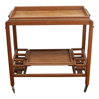 1940s Jacques Adnet-Style Oak Bar Cart For Sale