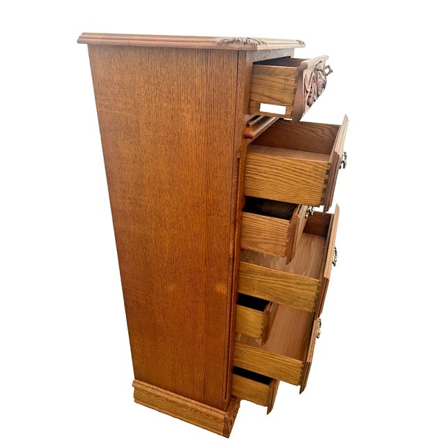 1990s Oakwood Interiors Lingerie Dresser Chest Seven Cedar Drawers Locking Top Drawer For Sale - Image 4 of 13