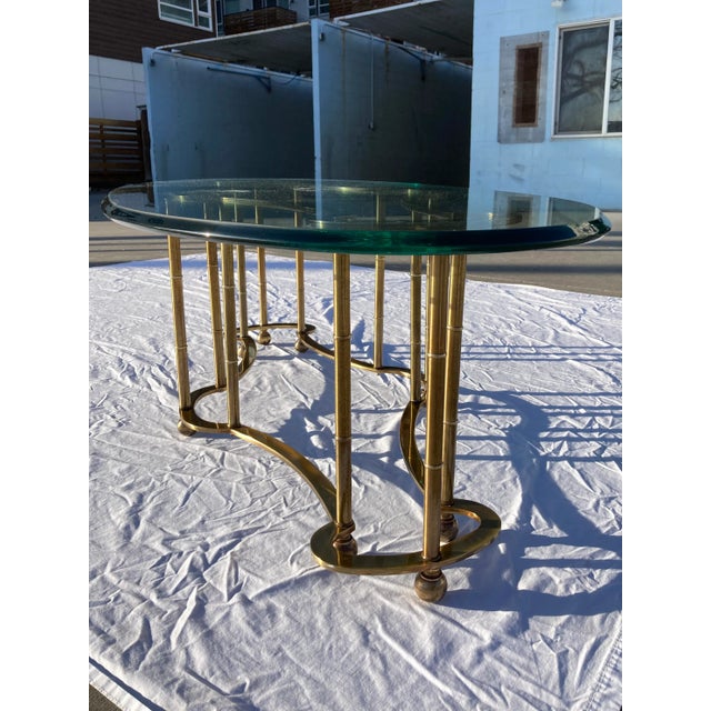 Mastercraft Brass "Race Track" Coffee Table in Faux Bamboo For Sale - Image 10 of 13