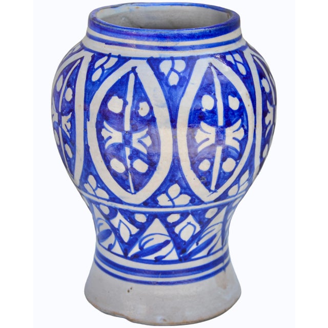 Early 20th Century Handmade Moorish-Patterned Blue Ceramic-Art Vase For Sale - Image 4 of 8