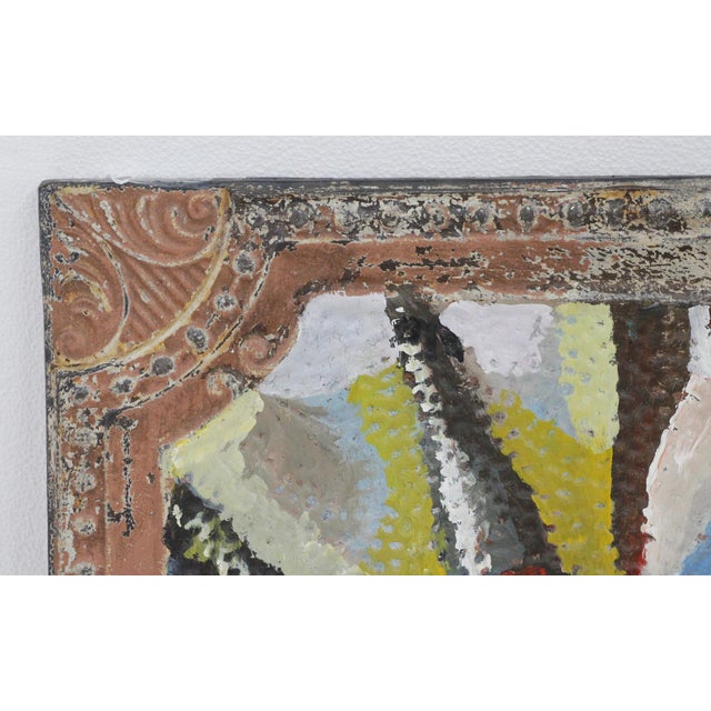 Original acrylic portrait painting on antique tin by Mladen Novak. Some of these panels may have a few chips in the paint...