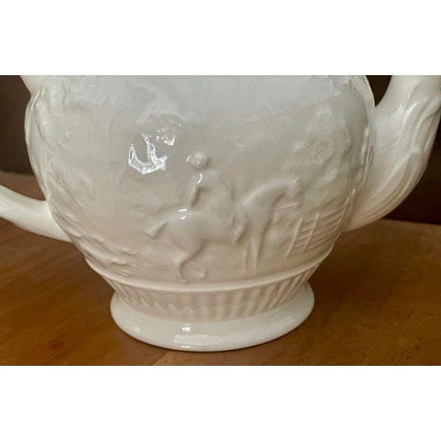 Wedgwood Mid 20th Century Wedgewood Devonshire Off-White Embossed Neoclassical Hunting Scene Teapot For Sale - Image 4 of 11