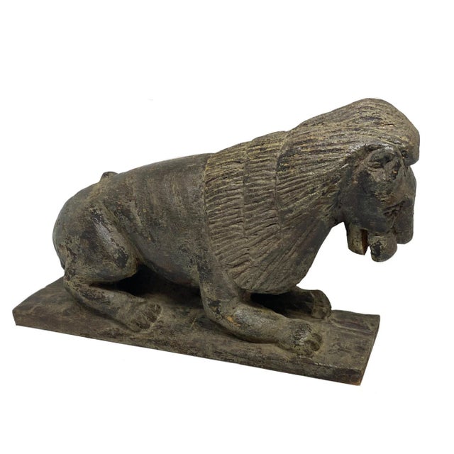 Mid 19th Century Mid 19th Century Folk Art Style Carved Wooden Lion For Sale - Image 5 of 6