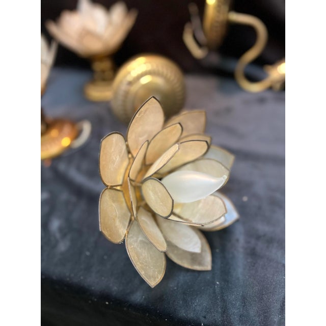 1950s Feldman Lighting Co. With Capiz Shell Petals - Five-Piece Set For Sale - Image 10 of 12